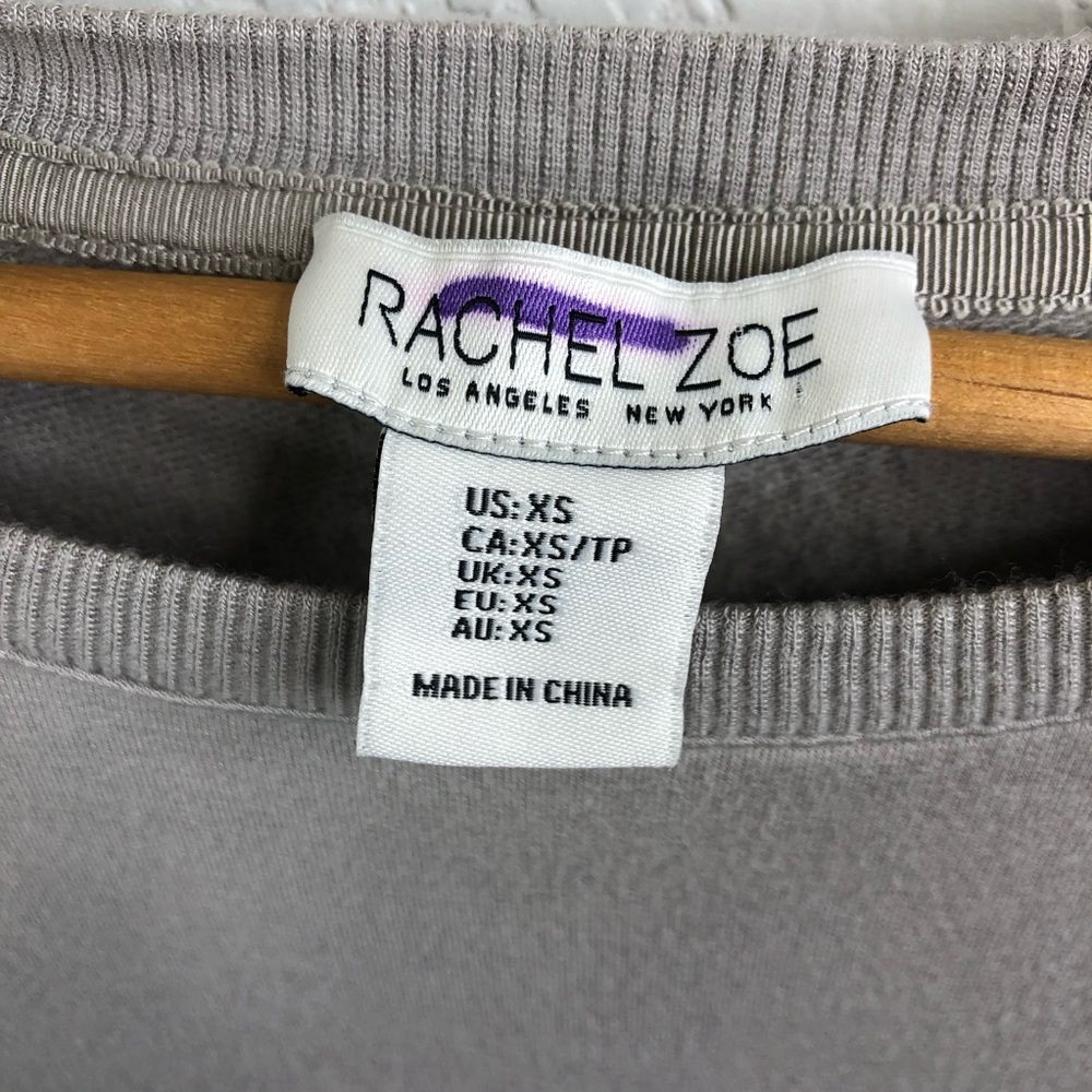 Rachel Zoe Boxy Oversized Menswear Rolled Sleeve Short Sleeve Sweatshirt - Picture 6 of 6
